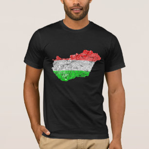 T-Shirt carte de la Hongrie aux couleurs du drapea