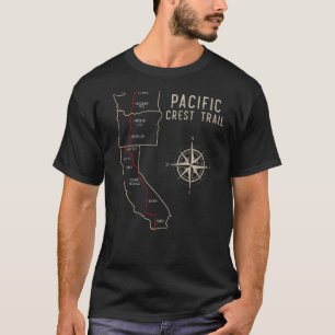 T-shirt Carte de la Randonnée du sentier Pct Pacific Crest