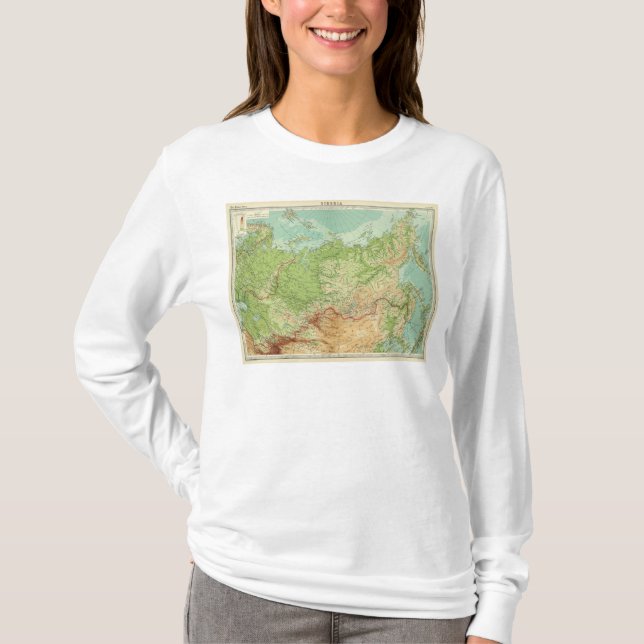 T-shirt Carte de la Sibérie avec des itinéraires (Devant)