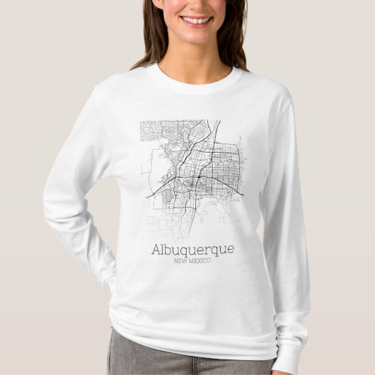 T-shirt Carte de la ville d'Albuquerque (Devant)