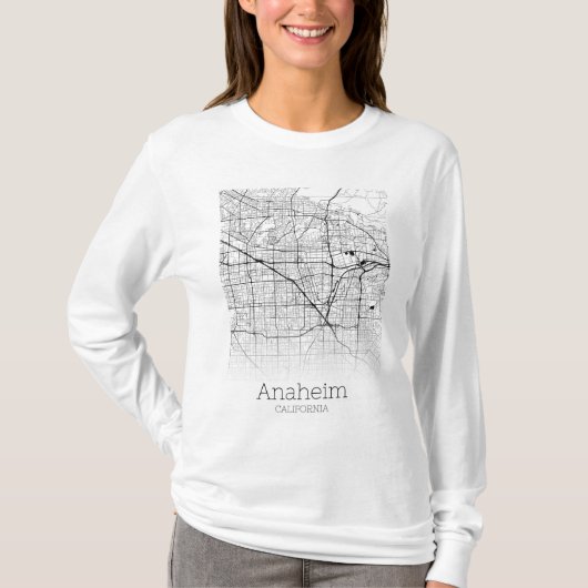 T-shirt Carte de la ville d'Anaheim (Devant)
