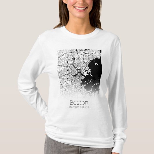 T-shirt Carte de la ville de Boston (Devant)