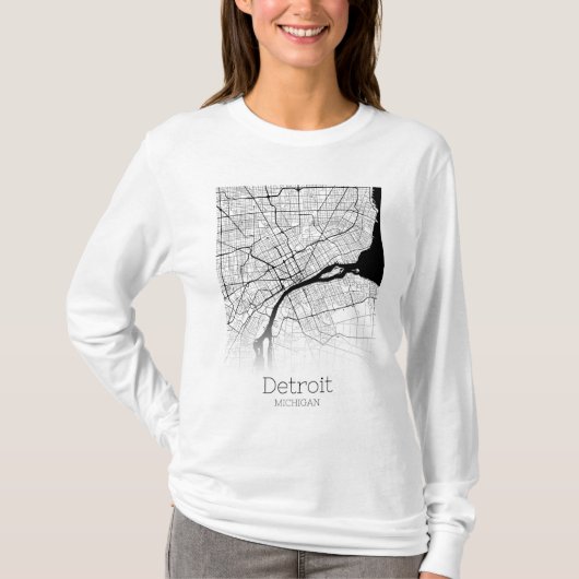 T-shirt Carte de la ville de Detroit (Devant)