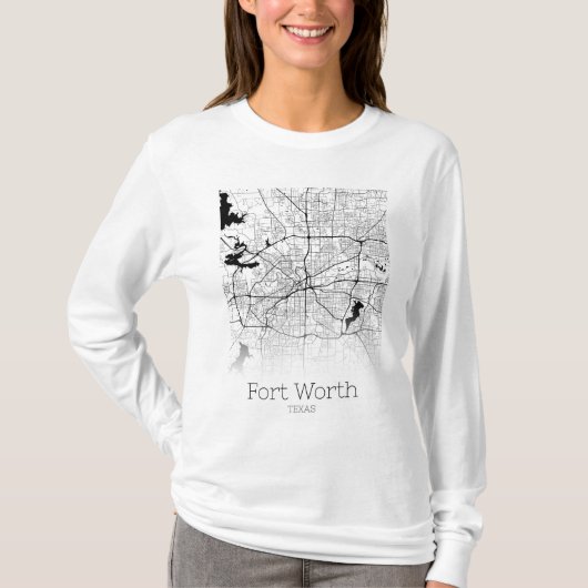 T-shirt Carte de la ville de Fort Worth (Devant)