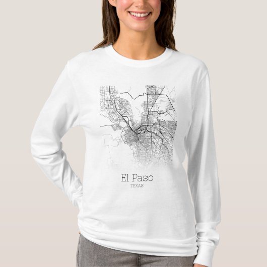T-shirt Carte de la ville d'El Paso (Devant)