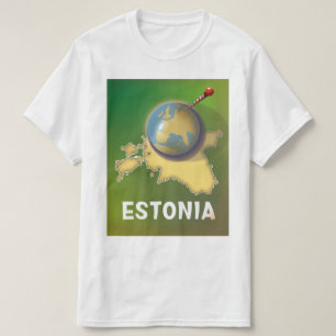 T-shirt Carte de l'affiche de voyage Estonie Vintage