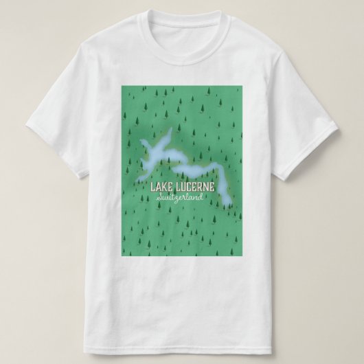 T-shirt Carte de l'affiche voyage du lac Lucerne Suisse (Design devant)