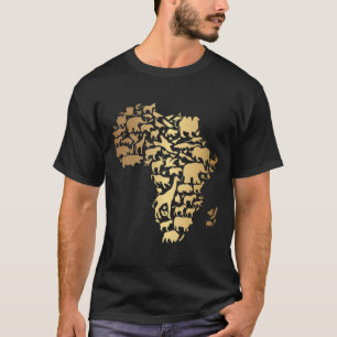 T-shirt Carte de l'Afrique avec animaux continent africain