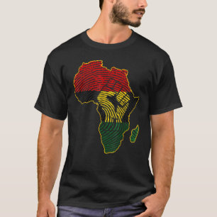 T-shirt Carte de l'Afrique Drapeau africain Empreinte noir