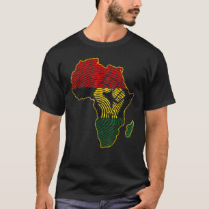 T-shirt Carte de l'Afrique Drapeau africain Empreinte noir