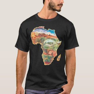 T-shirt Carte de l'Afrique Vert Jaune Rouge Fière Africain