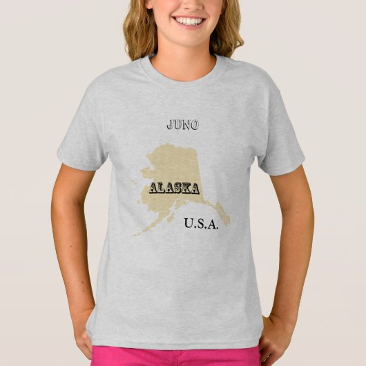 T-shirt - Carte de l'Alaska avec ville (Devant)