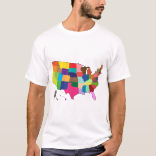 T-shirt Carte de l'Amérique aux couleurs