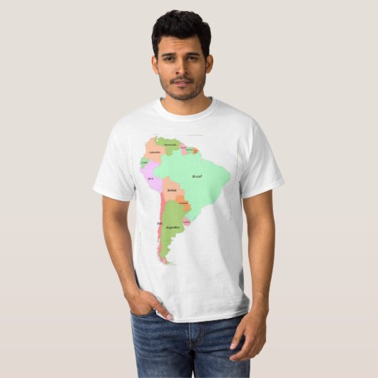 T-shirt Carte de l'Amérique du Sud (Devant entier)