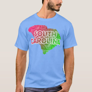 T-shirt Carte de l'art de mandala coloré de la Caroline du