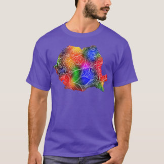 T-shirt Carte de l'art de mandala coloré de Roumanie avec