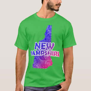 T-shirt Carte de l'art de mandala coloré du New Hampshire