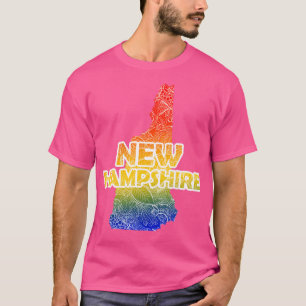 T-shirt Carte de l'art de mandala coloré du New Hampshire