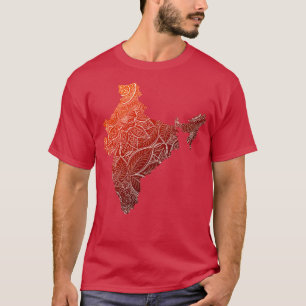 T-shirt Carte de l'art de mandala coloré en Inde avec text