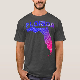 T-shirt Carte de l'art de mandala coloré Floride avec text