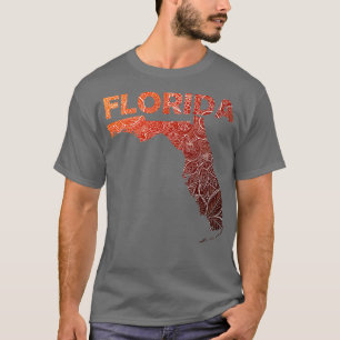 T-shirt Carte de l'art de mandala coloré Floride avec text