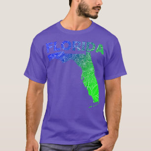 T-shirt Carte de l'art de mandala coloré Floride avec text