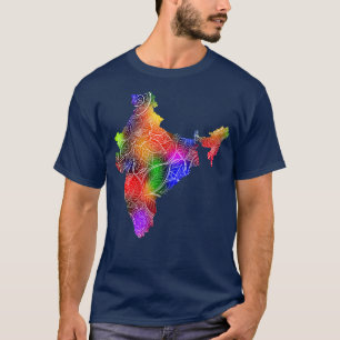 T-shirt Carte de l'art de mandala coloré Inde avec texte e