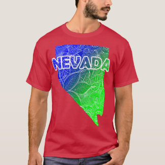 T-shirt Carte de l'art de mandala coloré Nevada avec texte
