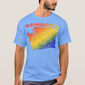 T-shirt Carte de l'art de mandala coloré Washington avec l