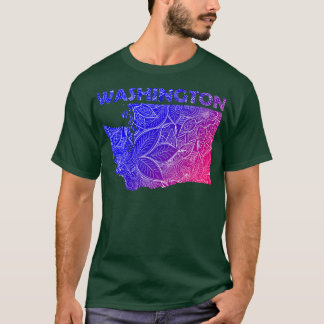 T-shirt Carte de l'art de mandala coloré Washington avec l