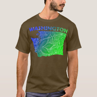 T-shirt Carte de l'art de mandala coloré Washington avec l