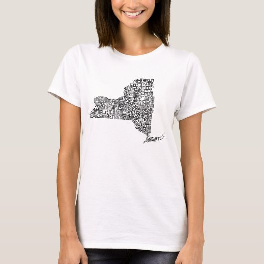 T-shirt Carte de l'art mondial des comtés de l'État de New (Devant)