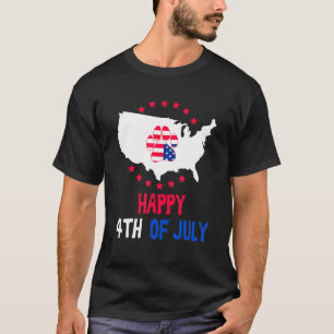 T-shirt Carte de l'Empreinte de patte de chien 4 juillet h