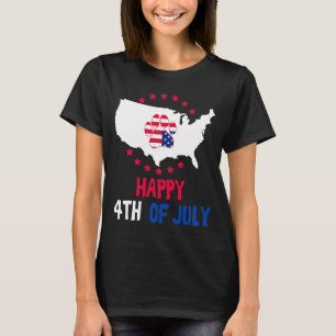T-shirt Carte de l'Empreinte de patte de chien 4 juillet h