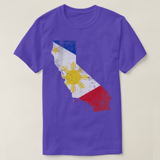 T-shirt Carte de l'État de Californie Drapeau philippin am (Design devant)
