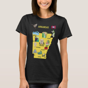 T-shirt Carte de l'état de l'Arkansas grandes villes Desti