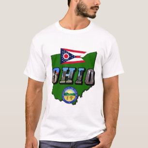 T-shirt Carte de l'état de l'Ohio, texte de l'image, drape
