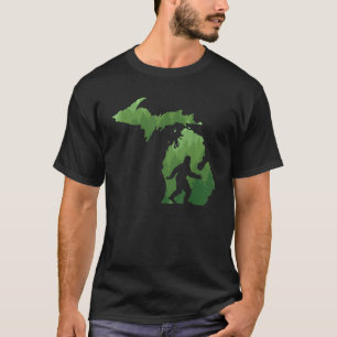 T-shirt Carte de l'état du Michigan Chemise Bigfoot Funny 