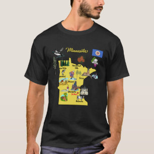 T-shirt Carte de l'État du Minnesota avec les principales