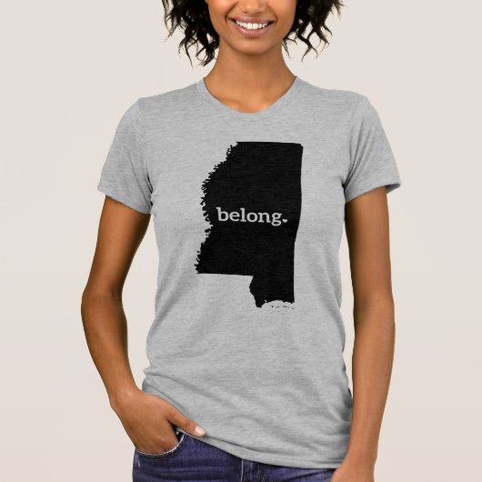 T-shirt Carte de l'État du Mississippi Belong (Devant)