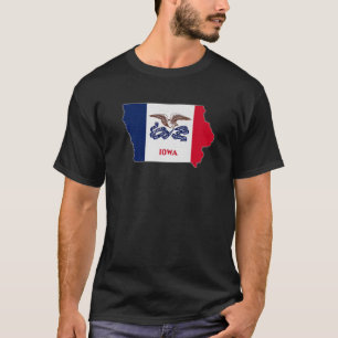 T-shirt Carte de l'état IOWA IA Drapeau Racines Hommes Cad