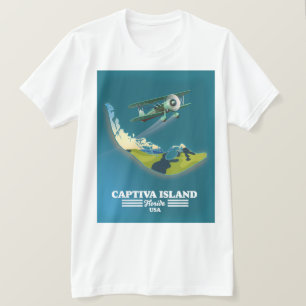 T-shirt Carte de l'île Captiva Floride États-Unis