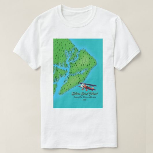 T-shirt Carte de l'île de Hilton Head Caroline du Sud (Design devant)