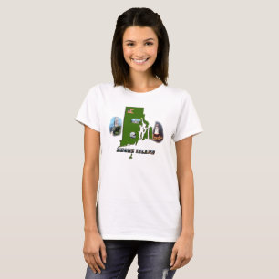 T-shirt Carte de l'île de Rhode, photos et texte Femmes