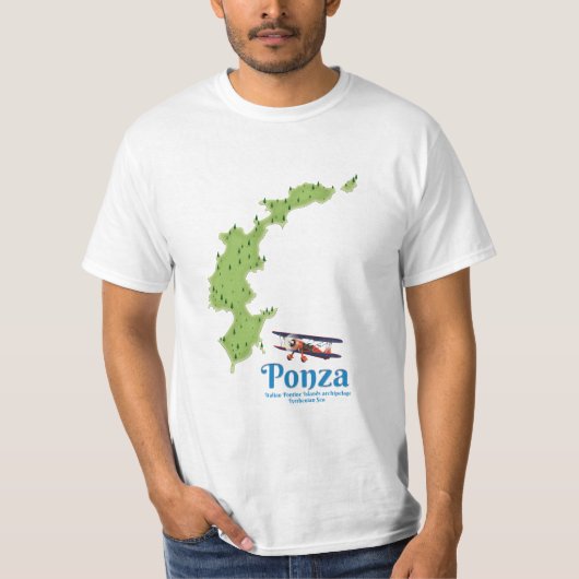 T-shirt Carte de l'île italienne de Ponza. (Devant)
