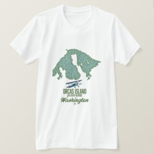 T-shirt Carte de l'île Orcas, Washington, États-Unis