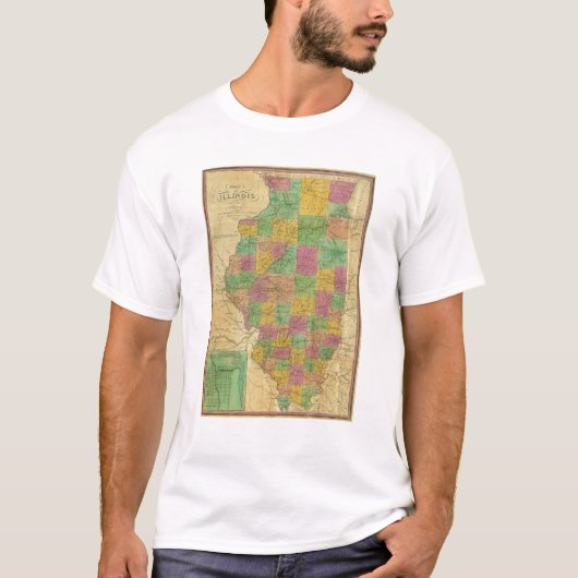 T-shirt Carte de l'Illinois (Devant)