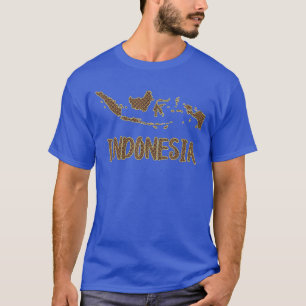 T-shirt Carte de l'Indonésie remplie de chauve-souris trad
