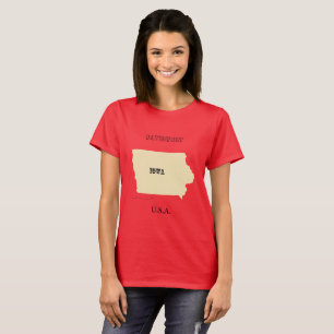 T-shirt - Carte de l'Iowa avec ville