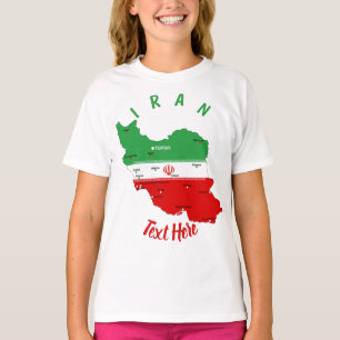 T-shirt Carte de l'Iran avec drapeau et emblème